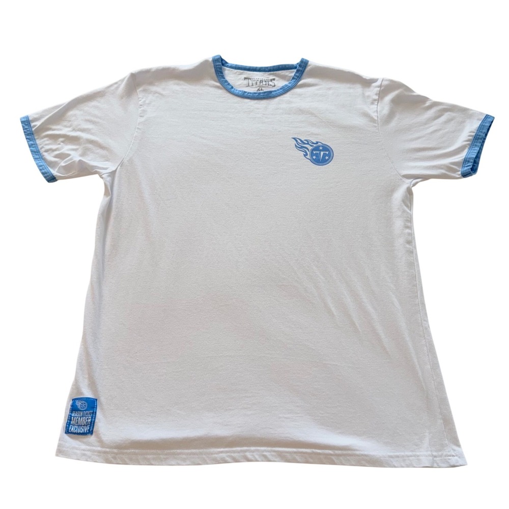 Tennessee Titans Ringer T-Shirt Mens XL White Excellent Member Exclusive Logo